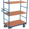Carts with three shelves, with manual brake
