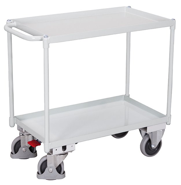 Trolley with two recessed shelves