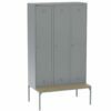 120 cm wide, three-compartment wardrobes with partitions on the frame with a bench