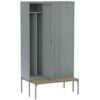 120 cm wide, three-compartment wardrobes with partitions, pull-out benches
