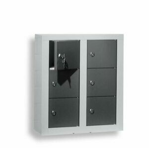 6-compartment wall cabinets for personal belongings, anthracite-colored doors