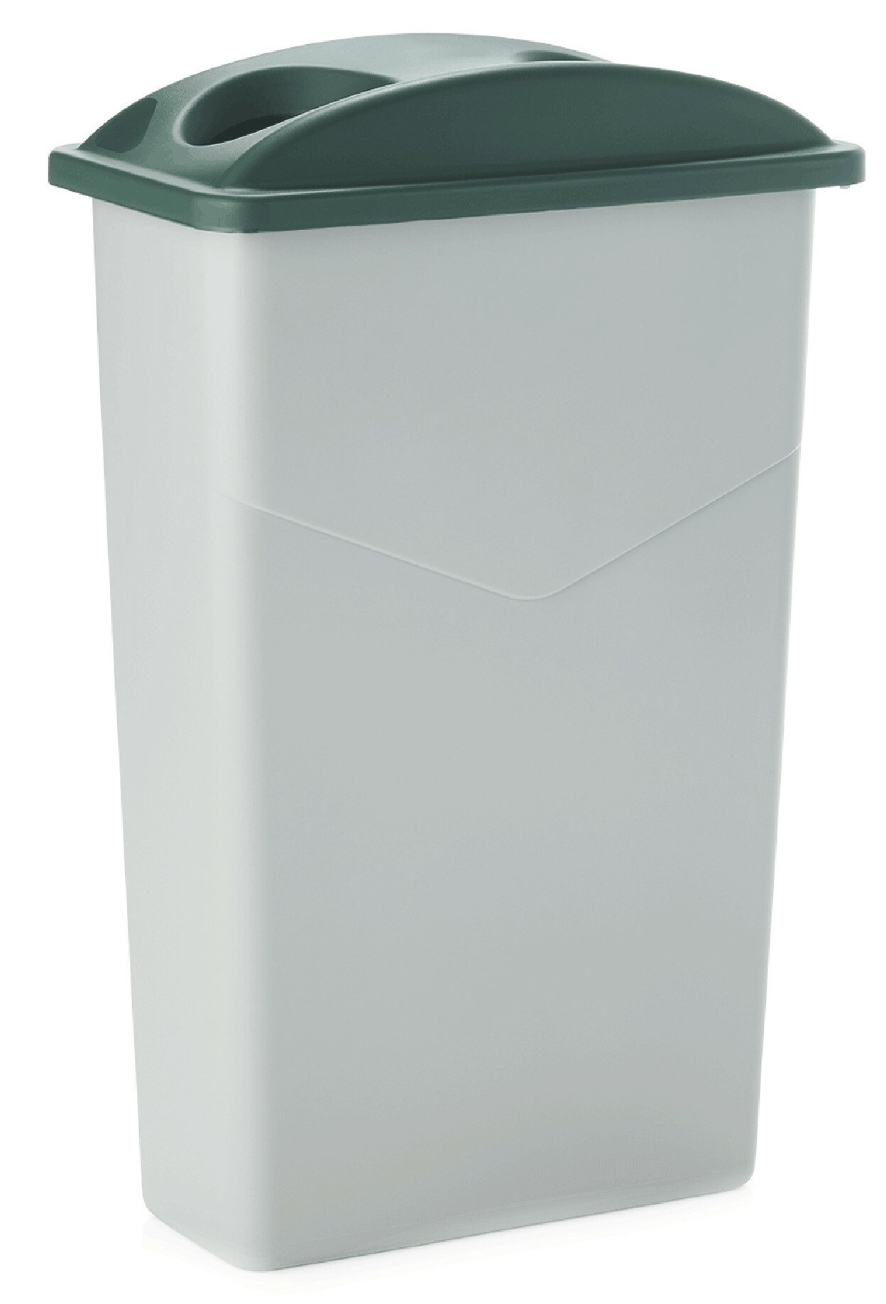 75l garbage container with a green lid for throwing bottles