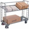 Galvanized steel carts with two mesh shelves