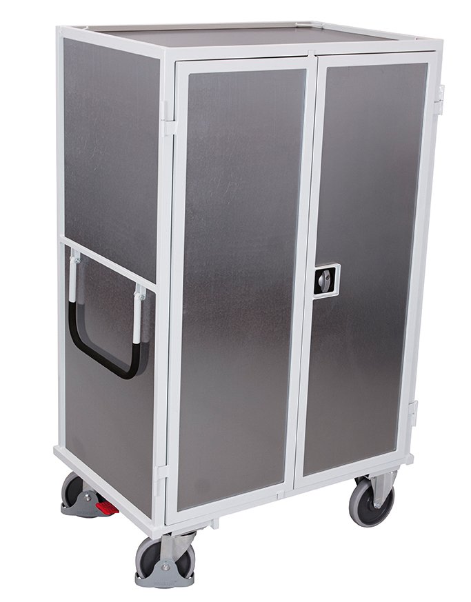 Lockable closed carts with shelves