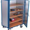 Closed carts with shelves, lever lock