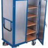 Closed carts with shelves, lever lock