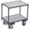 Electrically conductive ESD double-shelf trolleys for EURO boxes with separate wheel brakes