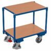 Two-level shelf trolley for Euro boxes with central brake