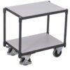 Electrically conductive ESD two-level shelf carts for EURO boxes with individual wheel brakes