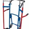 Telescopic trolleys for tires with rubber wheels, with supports