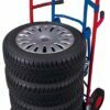 Telescopic trolleys for tires with rubber wheels, with supports