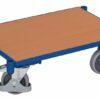 Trolleys for EURO boxes with a flat bottom, with holders for handles and separate brakes