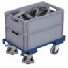 Carts for EURO boxes, with holders for handles and separate brakes
