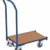 Trolleys for EURO boxes with a flat platform, a handle and separate wheel brakes