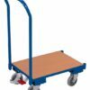 Carts for EURO boxes with a flat platform, handle and central brakes