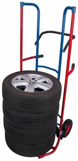 Carts for tires and wheels, with inflatable wheels