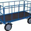 Large carts with a pivoting axle, with 4 walls and rubber wheels