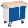 Workshop carts with plywood table top, lockable cabinet and drawer unit