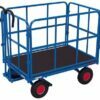 Carts are pivoted, with 4 walls and rubber wheels