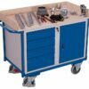 Carts for workshops with a drawer unit and a lockable cabinet