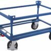 Trolleys for pallets with elevations, rubber wheels