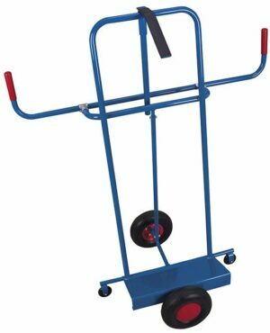Carts for panels with inflatable wheels, panel retainer