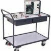 Electrically conductive ESD carts for workbenches with two shelves and a higher handle