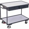 Electrically conductive ESD trolleys with two shelves