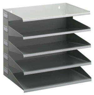 5-compartment metal holders for sorting documents, gray color