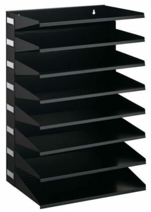 8-compartment metal holders for sorting documents, black color
