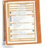 A4-format, 5-frame document binder, orange color, is attached to the wall
