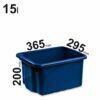 15l tamsiai mėlyna plastikinė dėžė 365x295x200mm Nordic 7150 0600