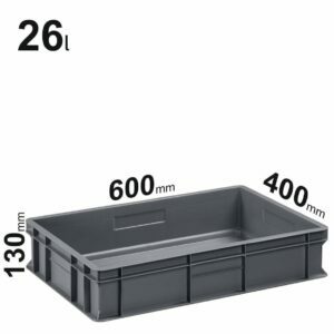 26l plastikinė dėžė EURO, 600x400x130mm E6413