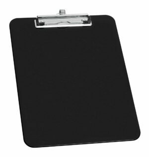 Black A4 plastic writing boards with pen holder