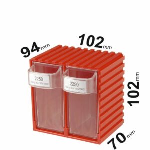 Dviejų atverčiamų stalčiukų blokas 102x94x102mm, 2250 RED
