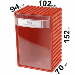 Block of one hinged drawer 102x94x152mm, 2252 RED