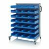 Aluminum trolleys with 28, 50x23,4x9cm format boxes