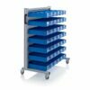 Aluminum trolleys with 42, 50x15,6x9cm format boxes