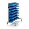 Aluminum trolleys with 56, 30x11,7x9cm format boxes