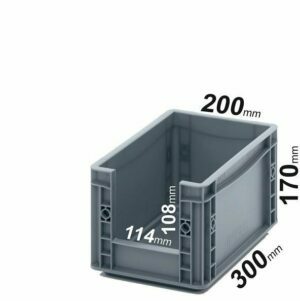 EURO dėžės 30x20x17cm su 11,4x10,8cm anga galinėje sienelėje