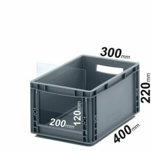 EURO dėžės 40x30x22cm su skaidria 20x12cm angos uždanga