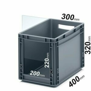 EURO dėžės 40x30x32cm su skaidria 20x22cm angos uždanga