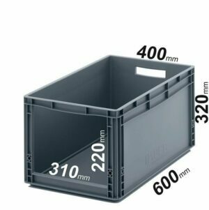EURO dėžės 60x40x32cm su 31x22cm anga galinėje sienelėje