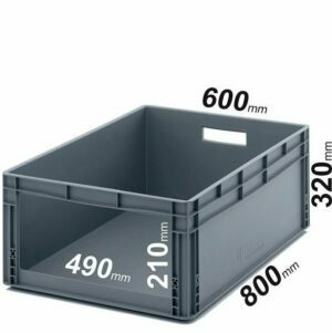 EURO dėžės 80x60x32cm su 49x21cm anga galinėje sienelėje