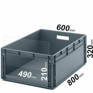 EURO dėžės 80x60x32cm su skaidria 49x21cm angos uždanga
