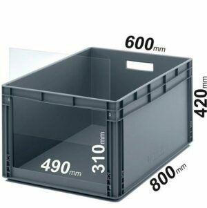 EURO dėžės 80x60x42cm su skaidria 49x31cm angos uždanga