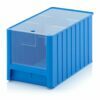Mėlynos (RAL5015) spalvos dėžutės 50x31x30cm su skaidriu dangteliu