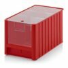 Raudonos (RAL3020) spalvos dėžutės 50x31x30cm su skaidriu dangteliu