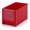 Raudonos (RAL3020) spalvos dėžutės 50x31x30cm su skaidriu priekiniu dangteliu