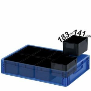 183x141x50-150mm plastikiniai įdėklai 600x400mm EURO formato dėžėms